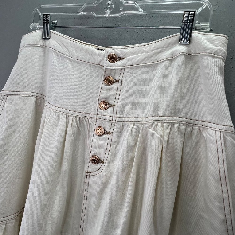 Free People We the Free Dreamweaver Maxi Skirt size M Beige Ivory Tiered Buttons - Picture 3 of 9